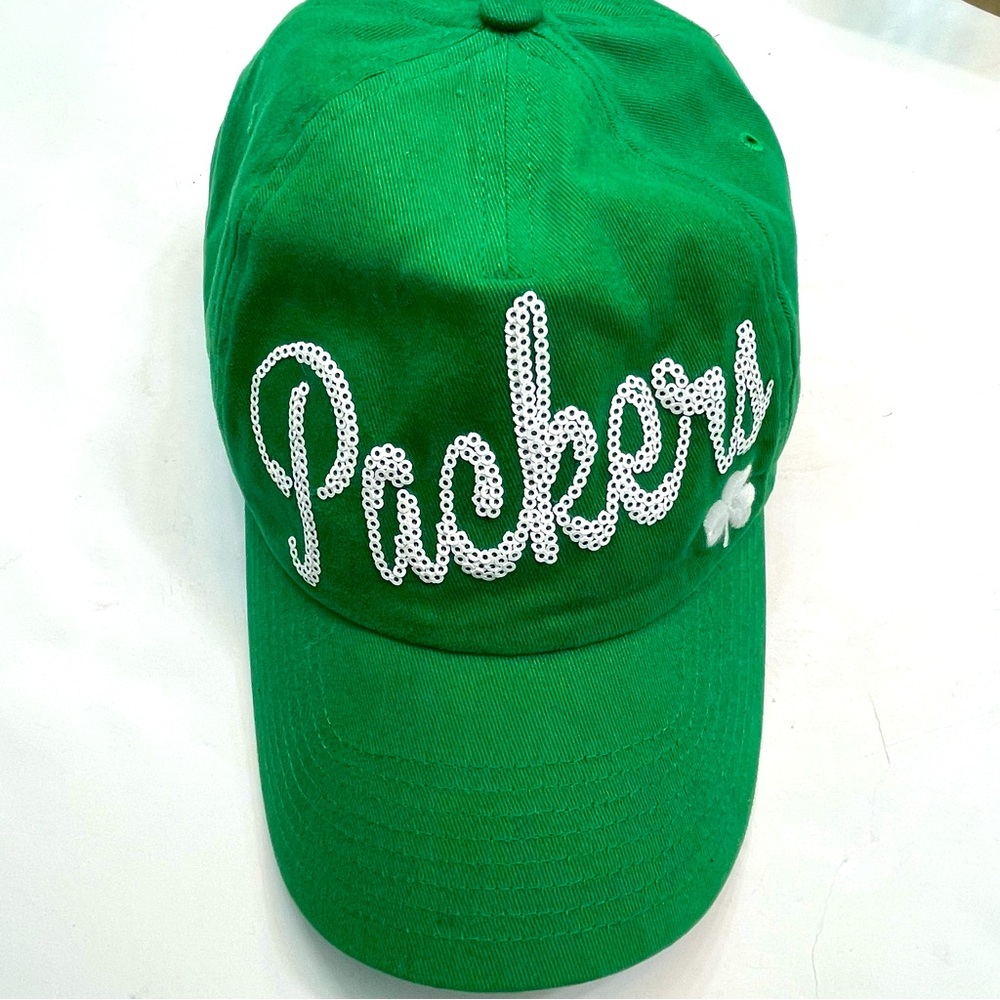Green Bay Packers Green Strapback Hat Sequin St Patricks Day Shamrock 47 Brand